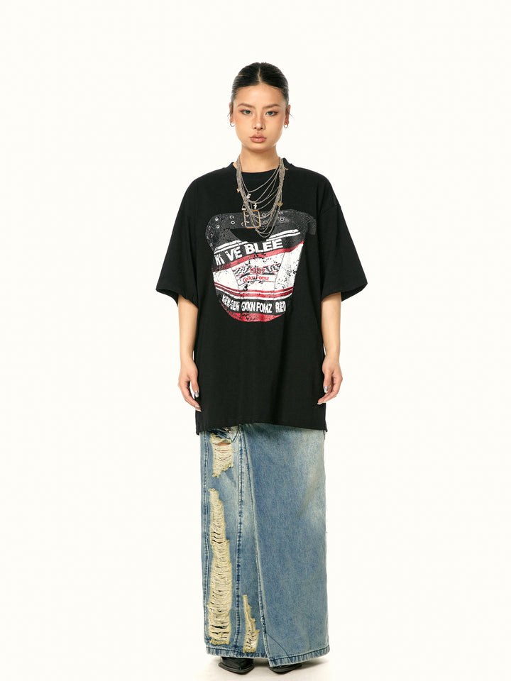 Retro Print Heavy Cotton T-shirt