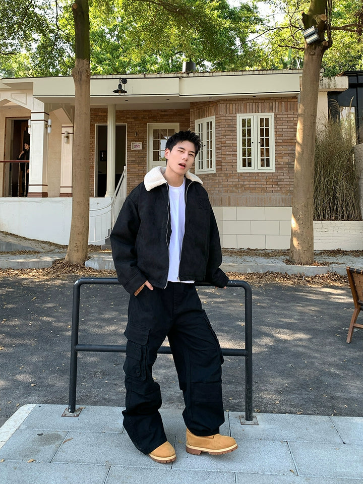 秋/冬用のラペルジッパージャケット 