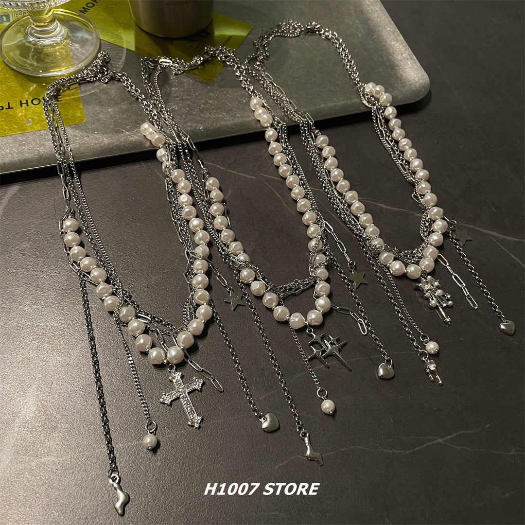 Multi-Layered Pearl Chain Necklace
