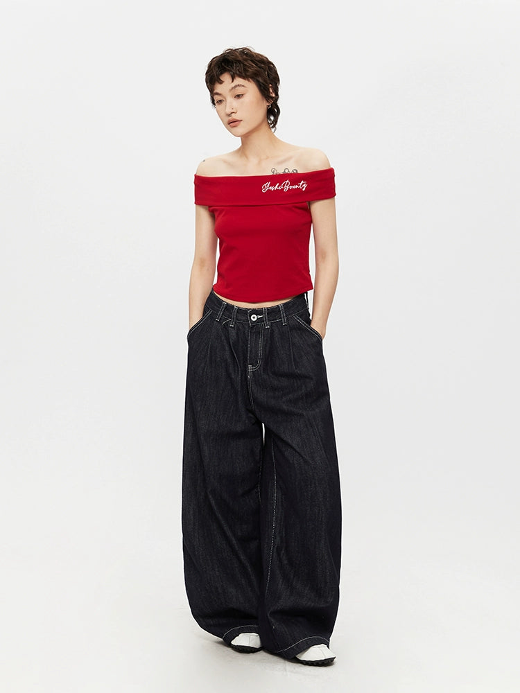 Off-Shoulder Slim Fit Short Sleeve Top
