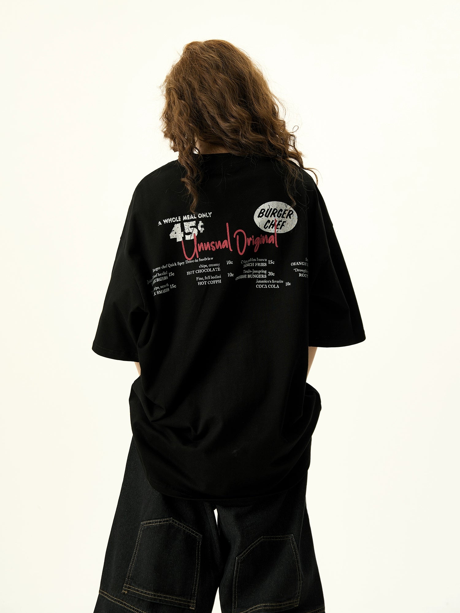 French Fries Hamburger Graphic Short-Sleeve T-shirt