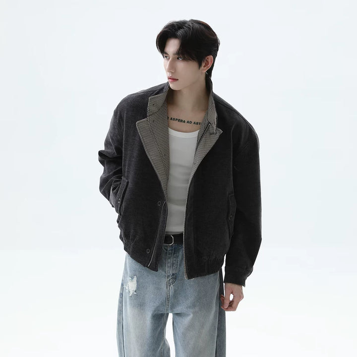 Faux Two-Piece Harrington Jacket