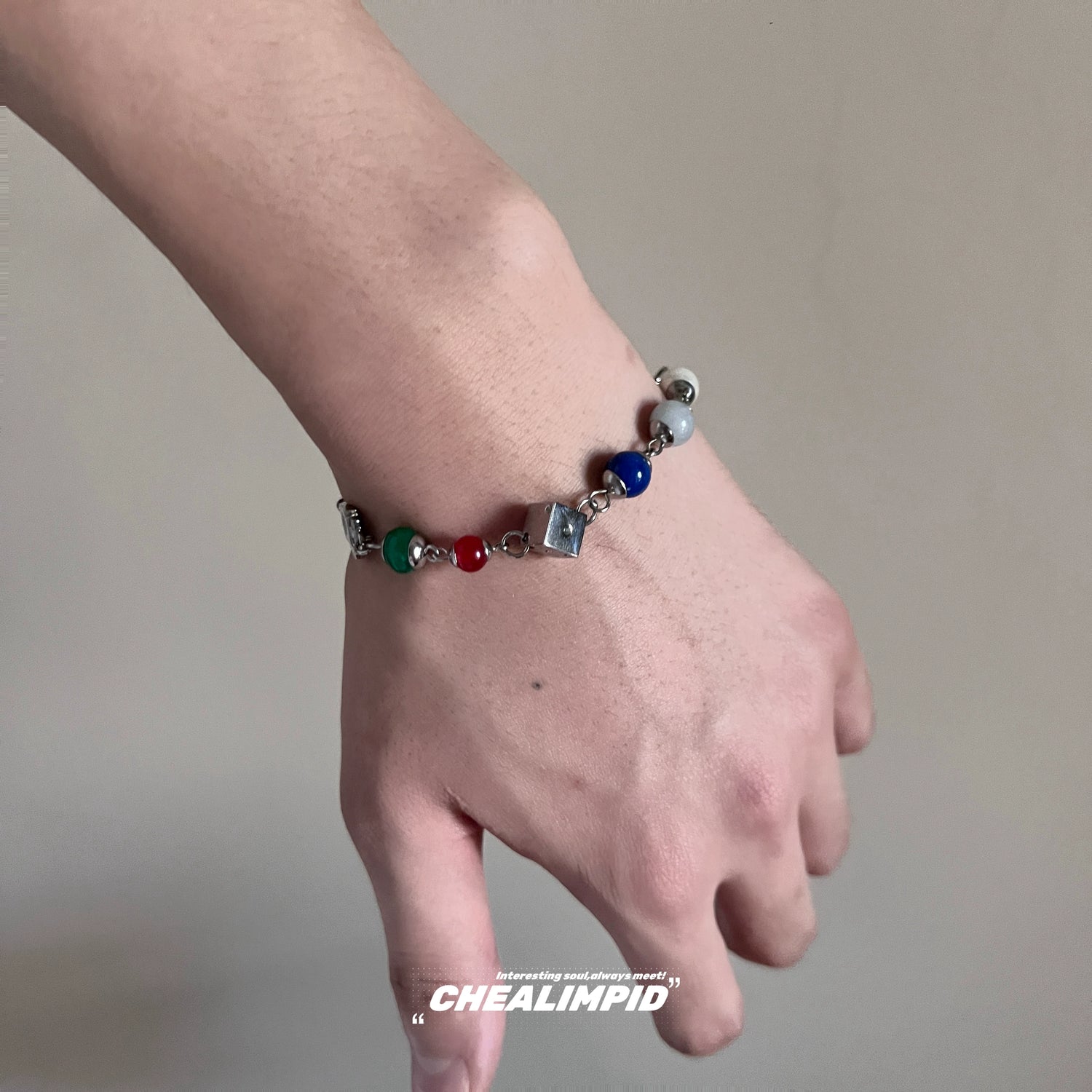 Colorful Bead Titanium Steel Bracelet