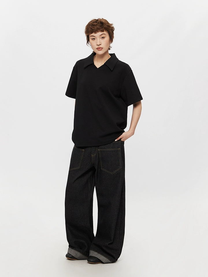 Short Sleeve Polo V-Neck Casual Top
