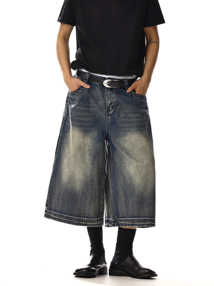 Breda ben korta denimbyxor 