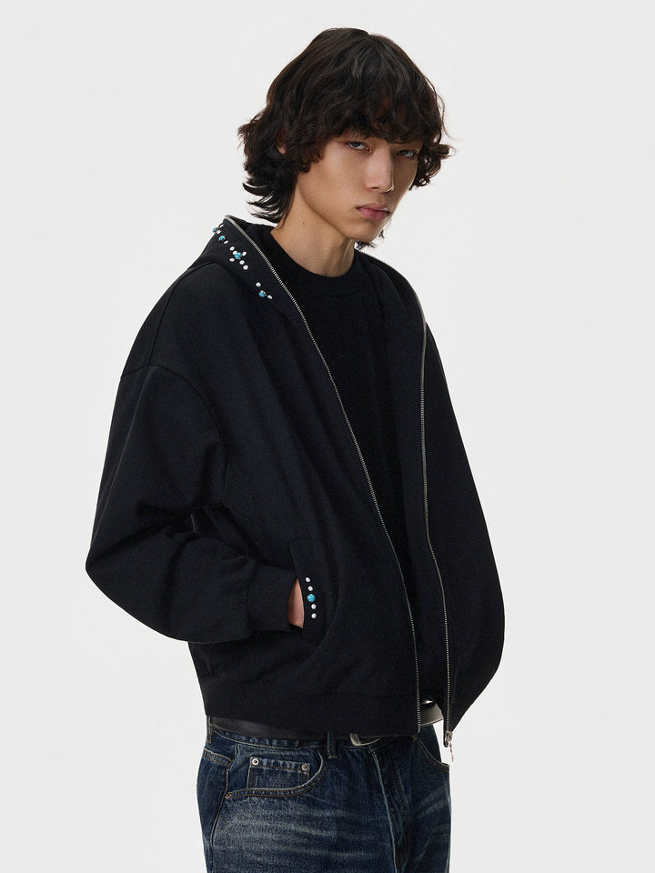 Deconstructed Zip-Up Cropped Hoodie