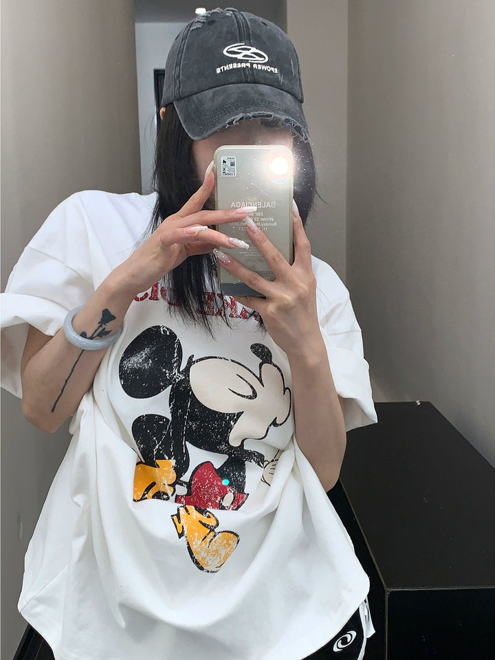 Cartoon Graphic Oversized Cotton T-Shirt