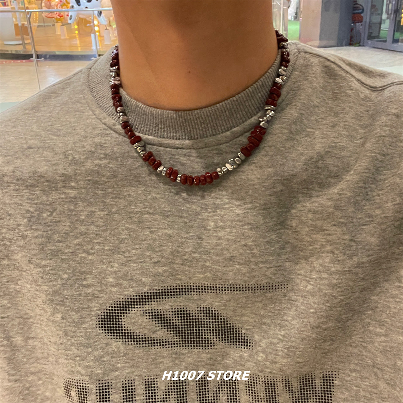 Beaded Silver Splice Necklace