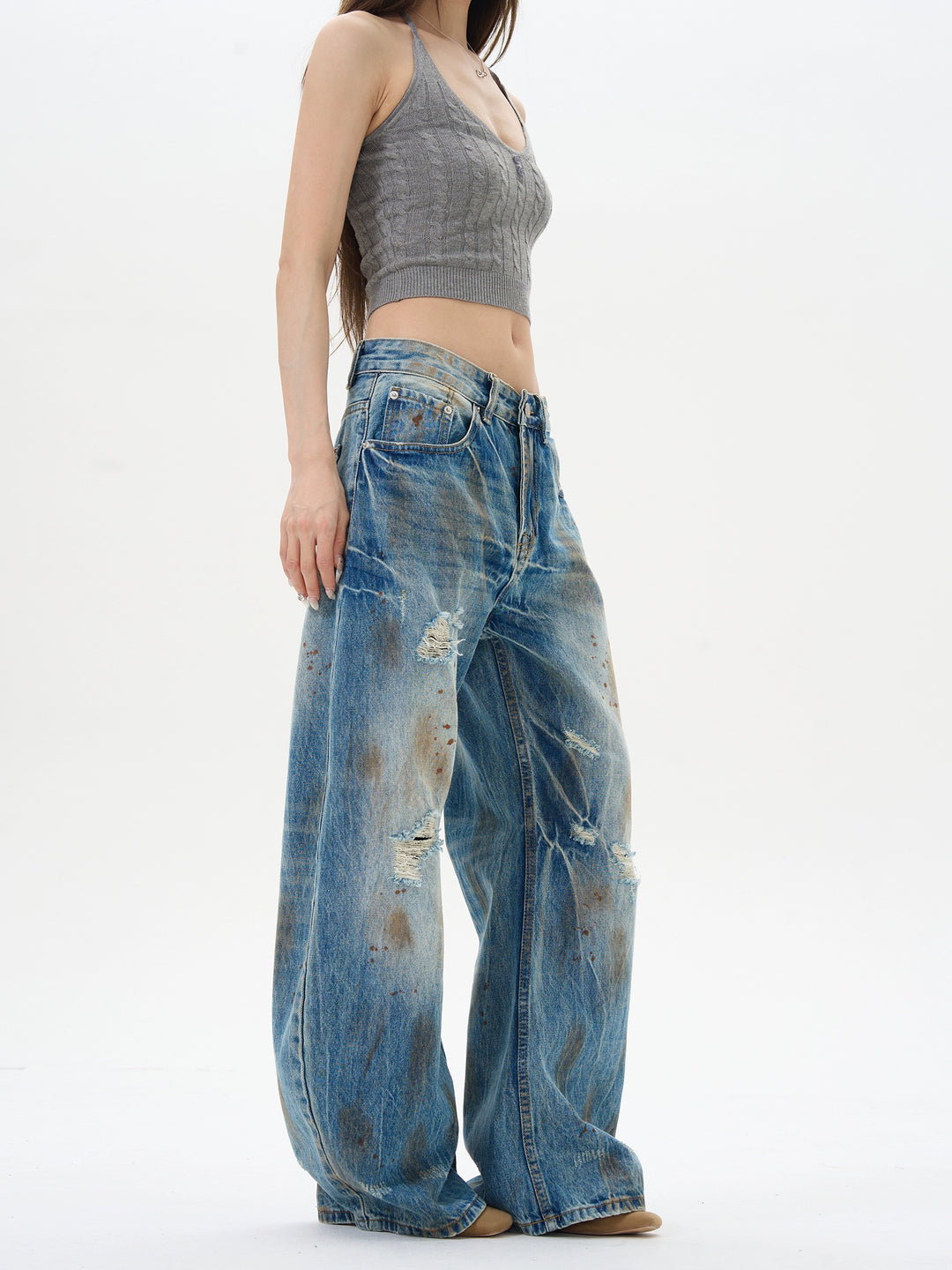 Loose Fit Ripped Jeans