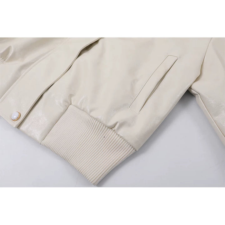 جاكيت جلد مشمع بزيت مع طوق فرو قابل للفك 