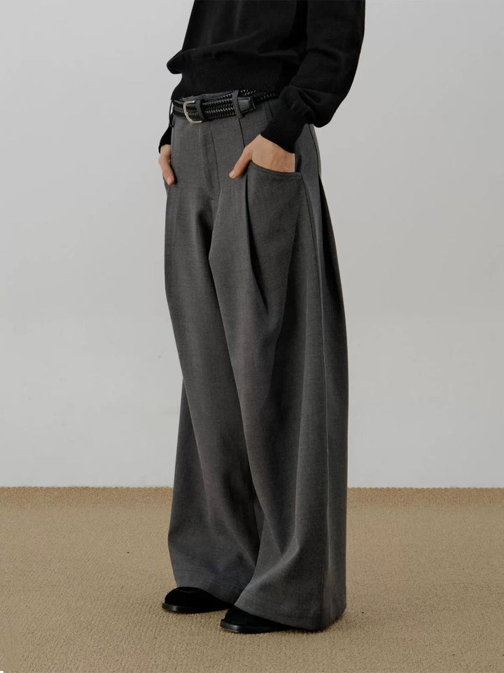 Wide Leg Relaxed Fit Suit Pants