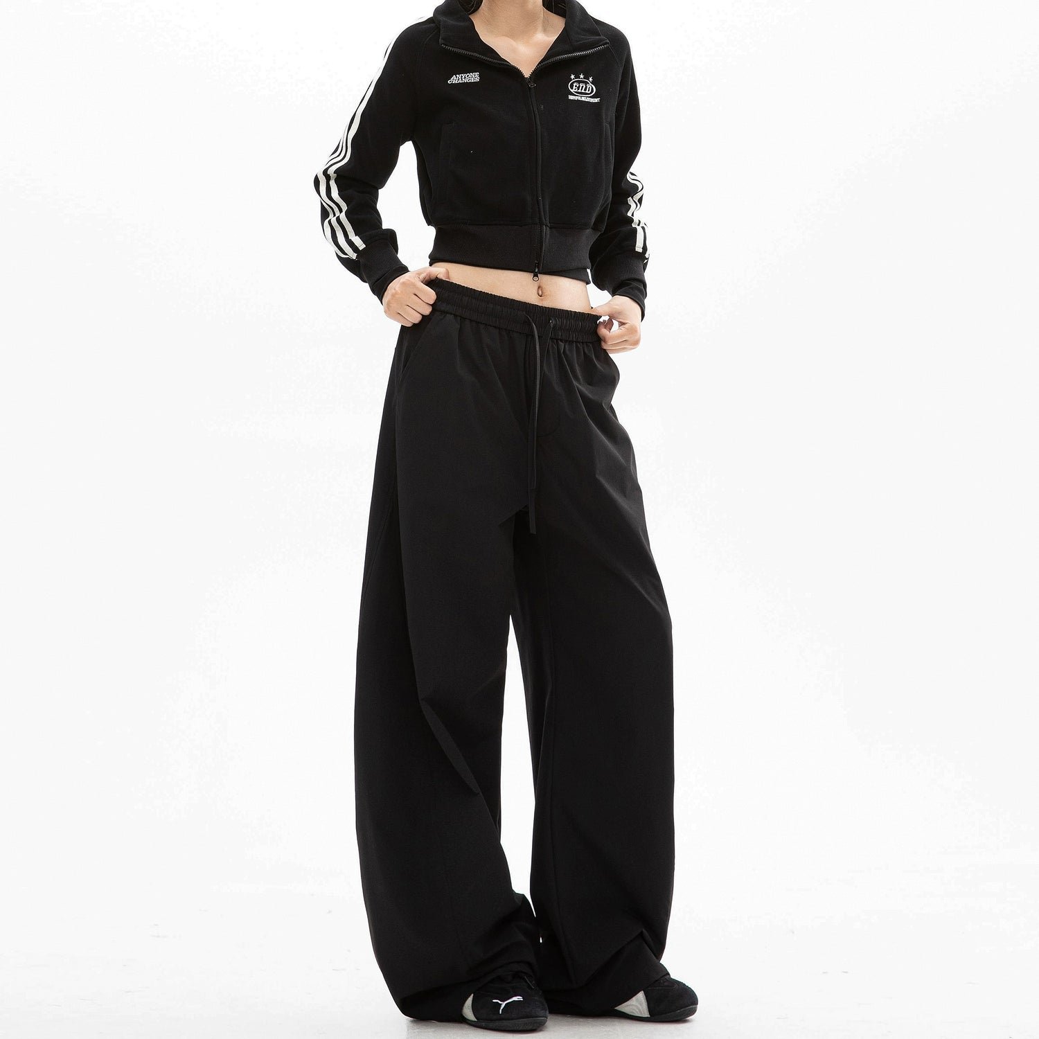 Casual Drape Straight Wide-Leg Pants