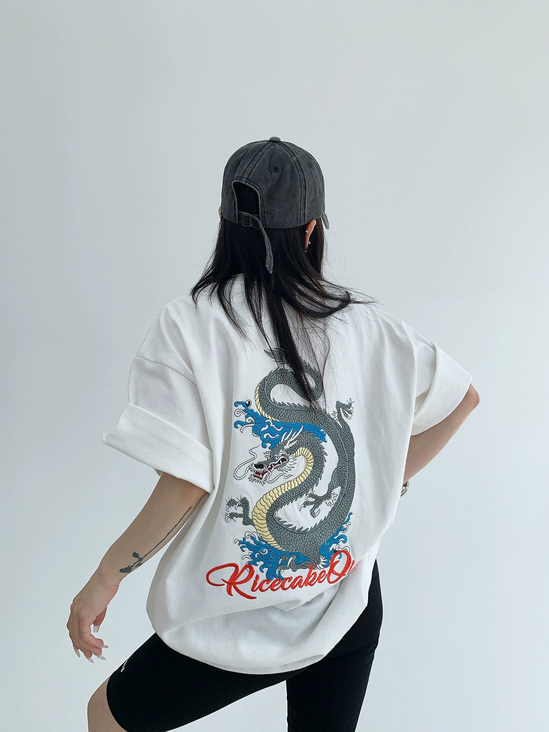Cotton Dragon Embroidery Loose Fit T-shirt