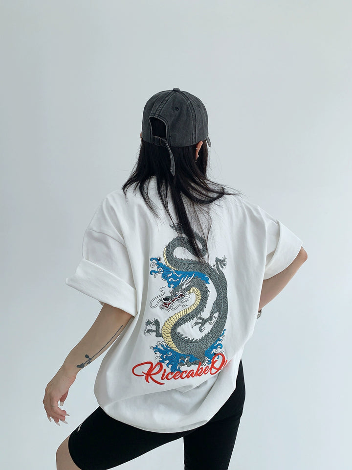 Cotton Dragon Embroidery Loose Fit T-shirt