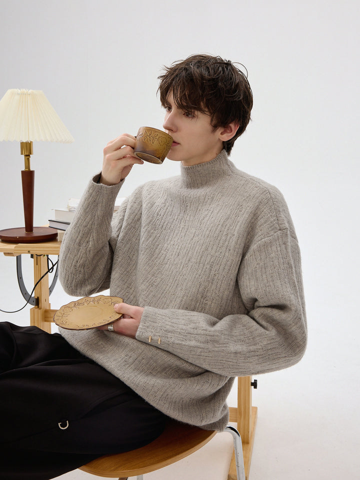 Velvet Textured Mock Neck Sweater
