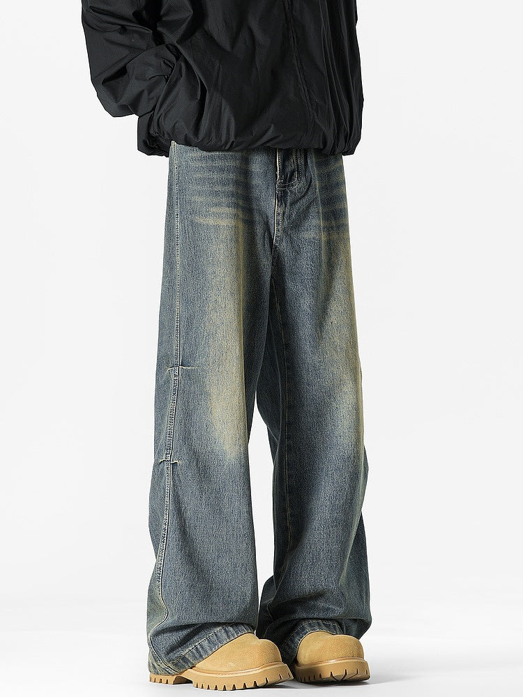 Weite, gewaschene Jeanshose 