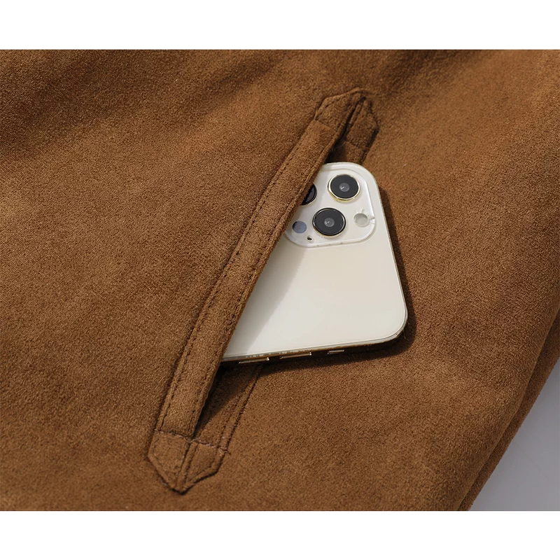 Chaqueta de invierno forrada de sherpa de ante sintético 