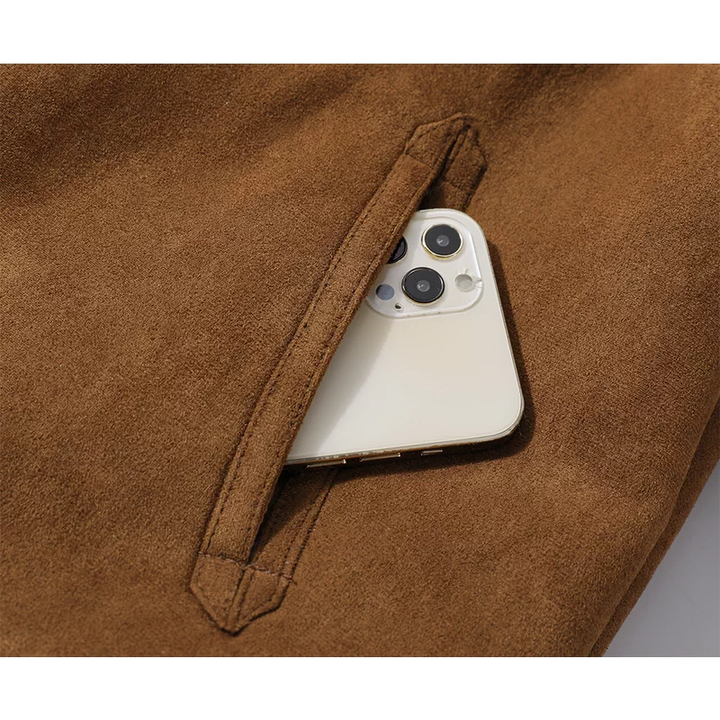 Chaqueta de invierno forrada de sherpa de ante sintético 