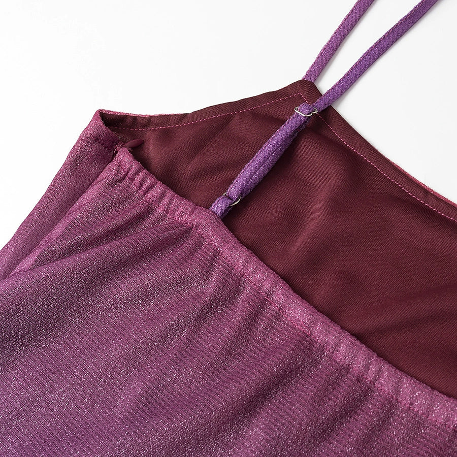 Robe sans manches à dégradé slim avec bordure en plumes 