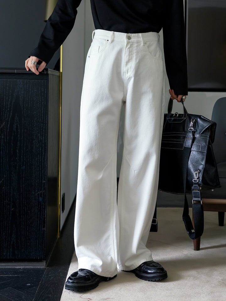 Bred ben rett passform casual jeansbukser 