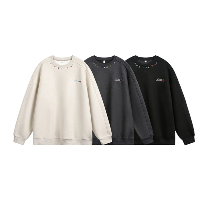 Suède Crew Neck Sweatshirt met Borduursel 