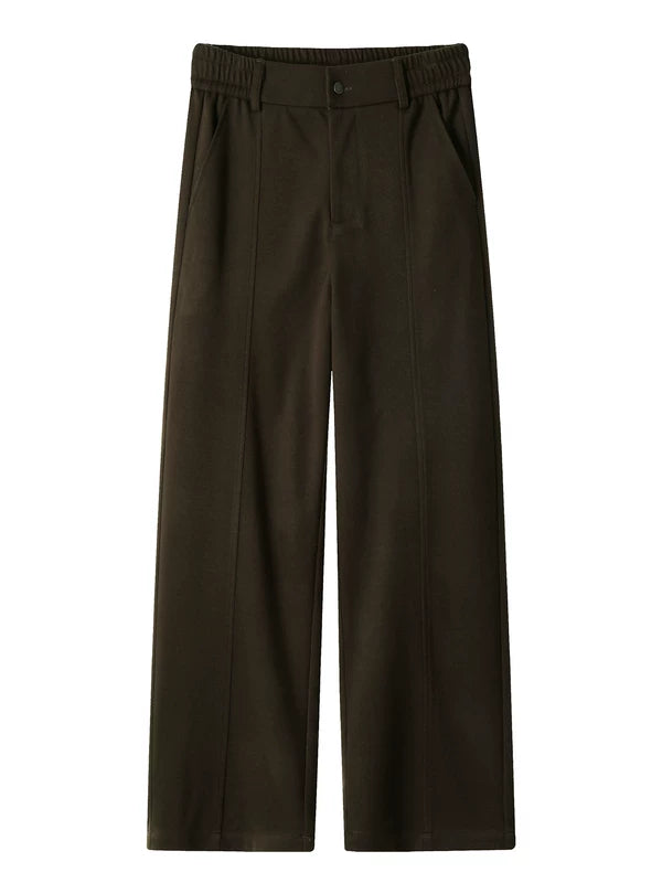 Wool Wide-Leg Straight Casual Pants