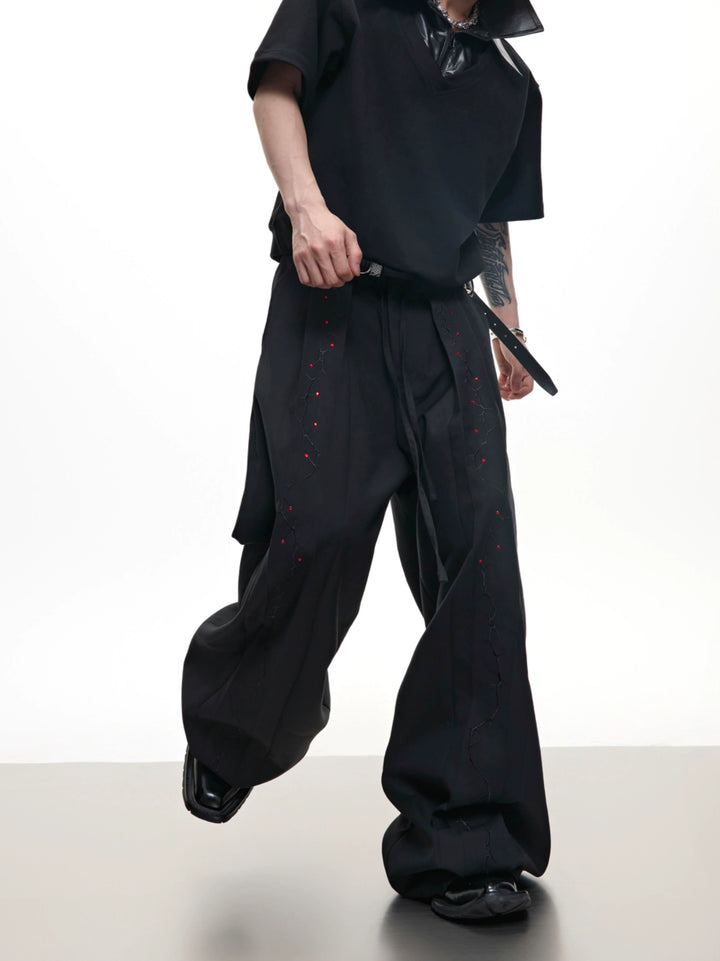 Lockere Passform Palaststil bestickte Hose 