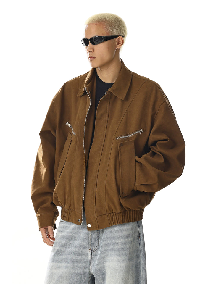 Lederarbeitsjacke mit mehreren Taschen 