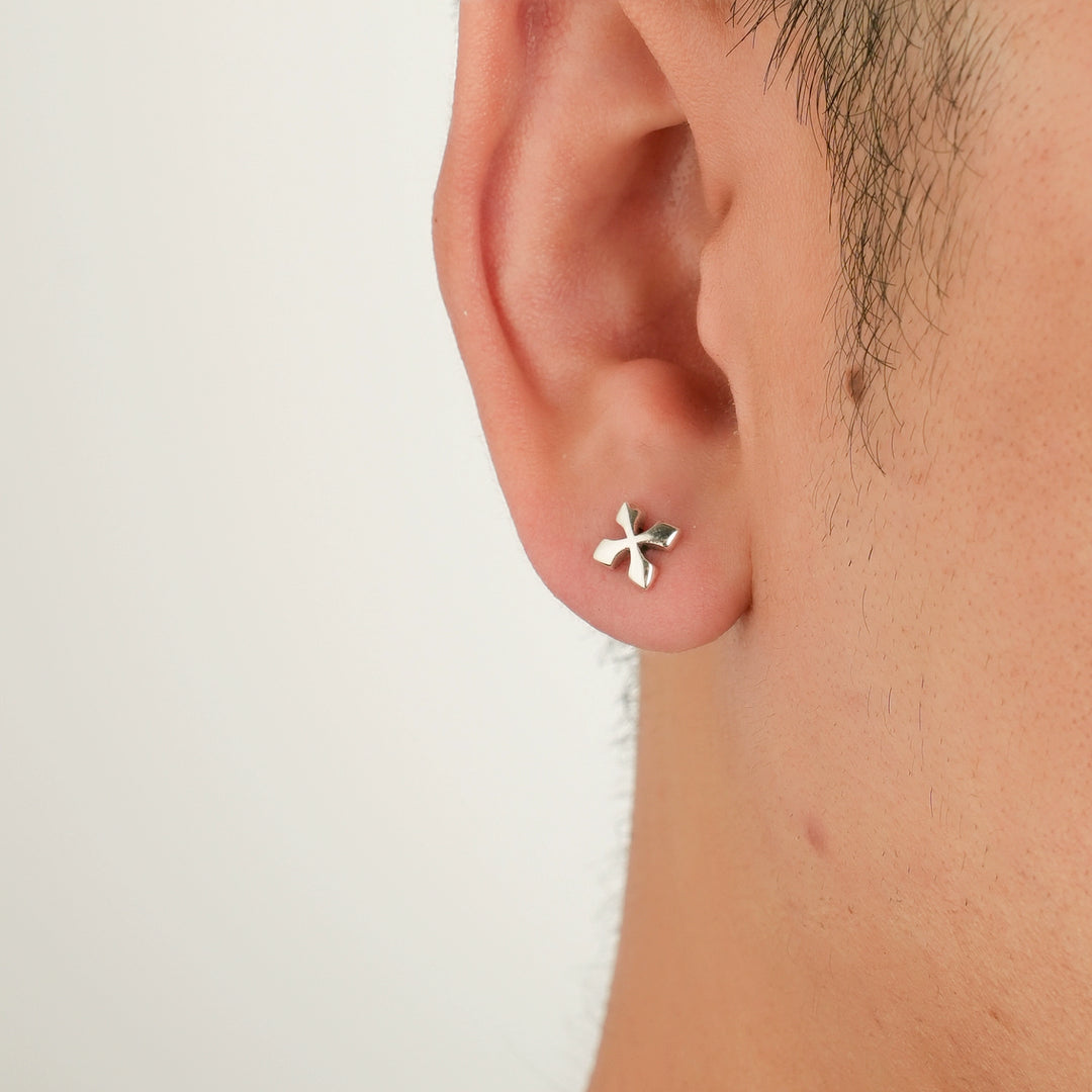 Sterling Silver Cross Stud Earring