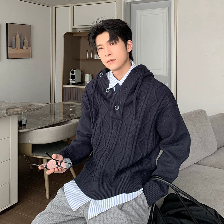 Cable Knit Hooded Sweater Pullover