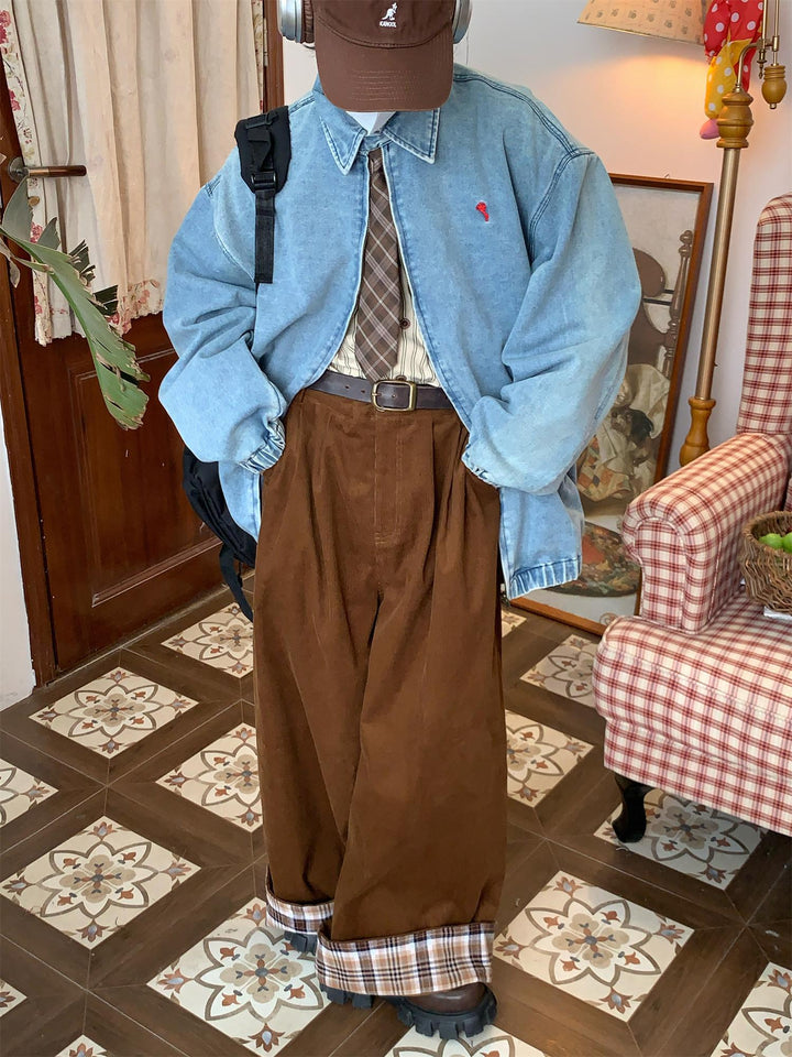 Wide-Leg Corduroy Casual Pants