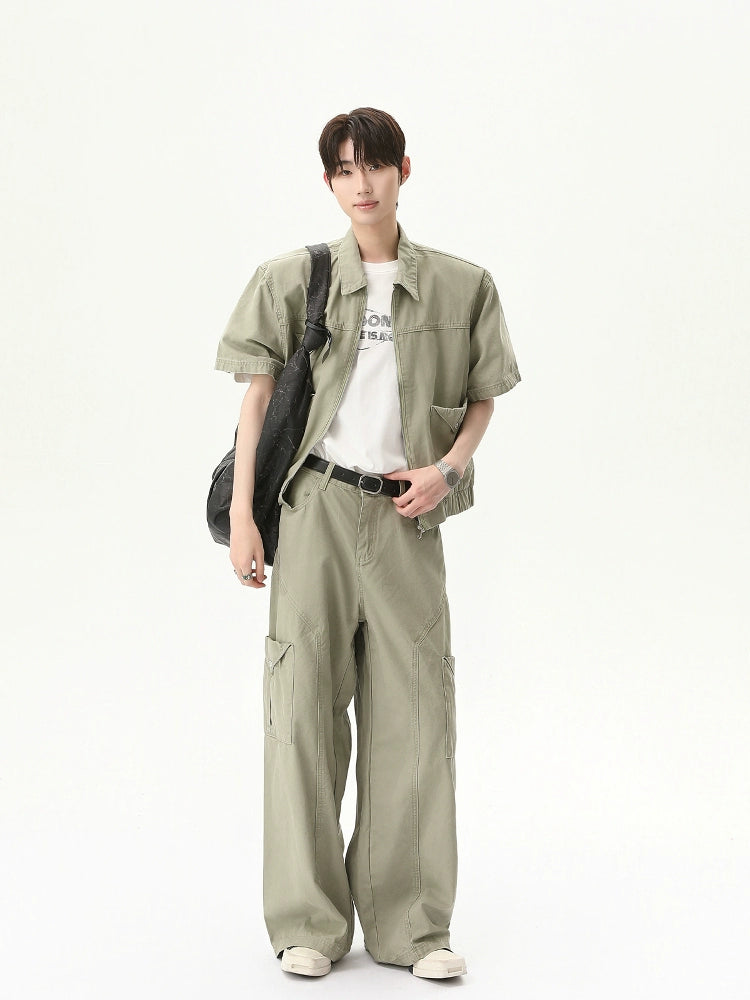 Short Sleeve Jacket Pants Set
