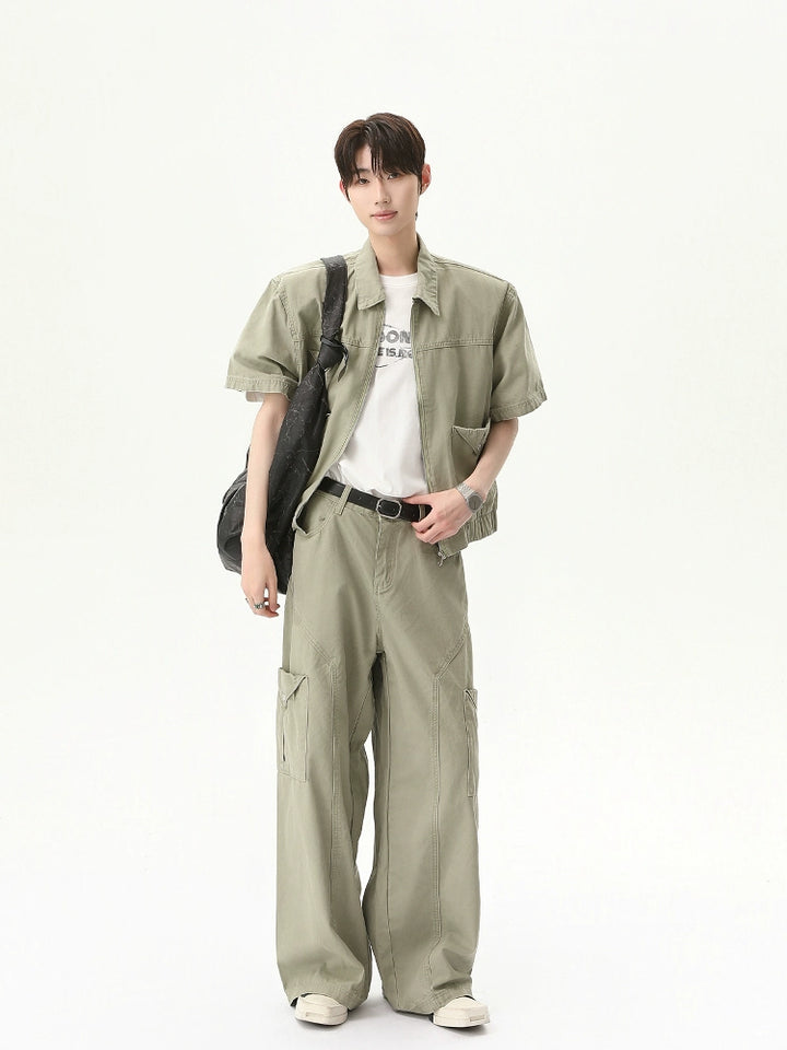 Short Sleeve Jacket Pants Set