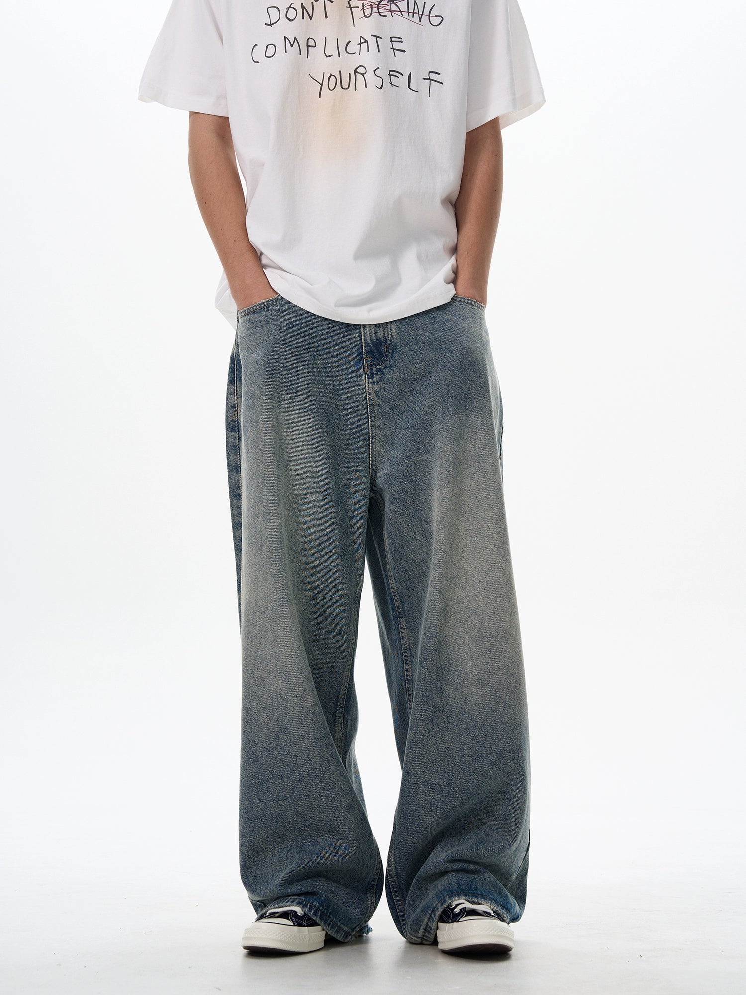 Loose Wide-Leg High Street Jeans