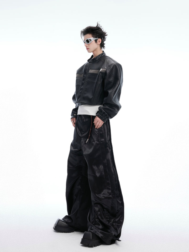 Stand-Up Collar Leather Jacket