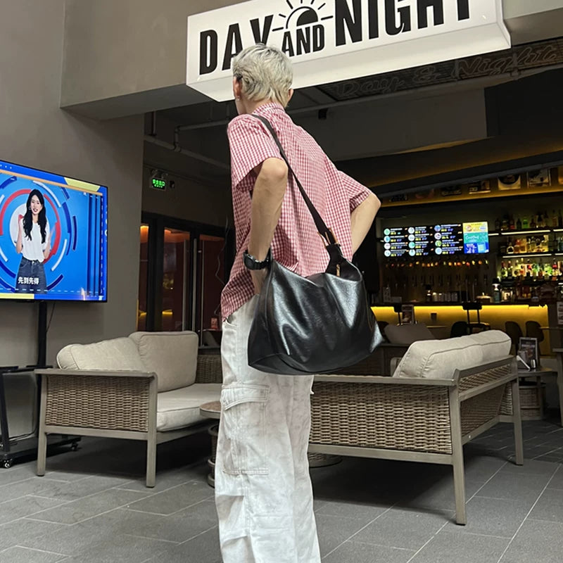 Leather Single Shoulder Hobo Tote Bag