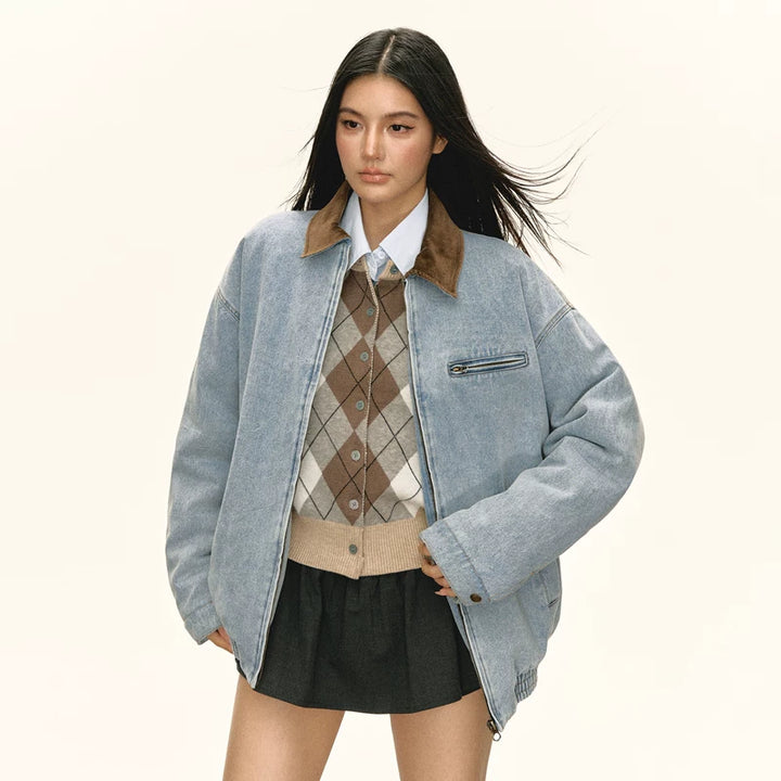 レトロデニムコットンウィンタージャケット 