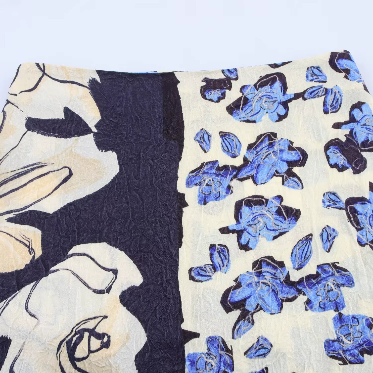 Satin Floral Print Midi Skirt