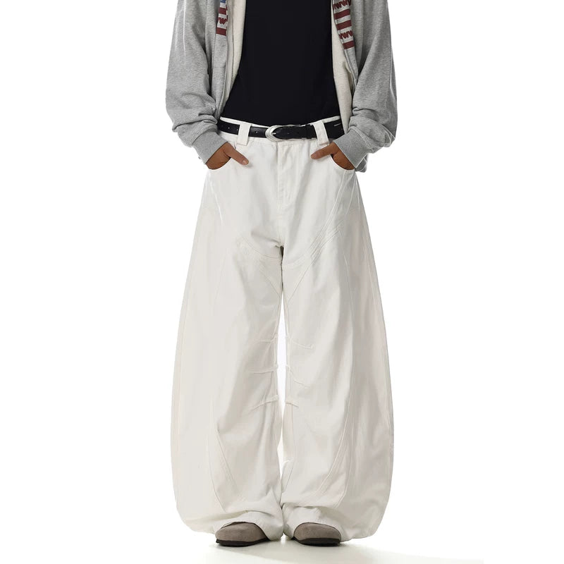 جينز فضفاض واسع الساق بتصميم ريترو 