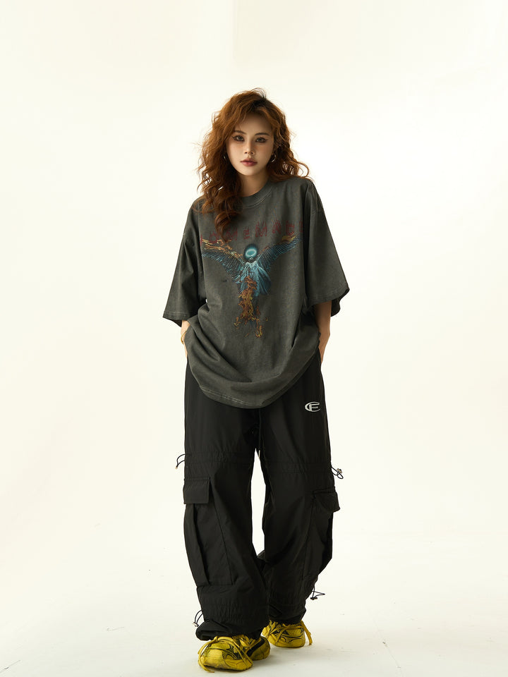 Distressed Washed Graphic Loose Fit T-Shirt
