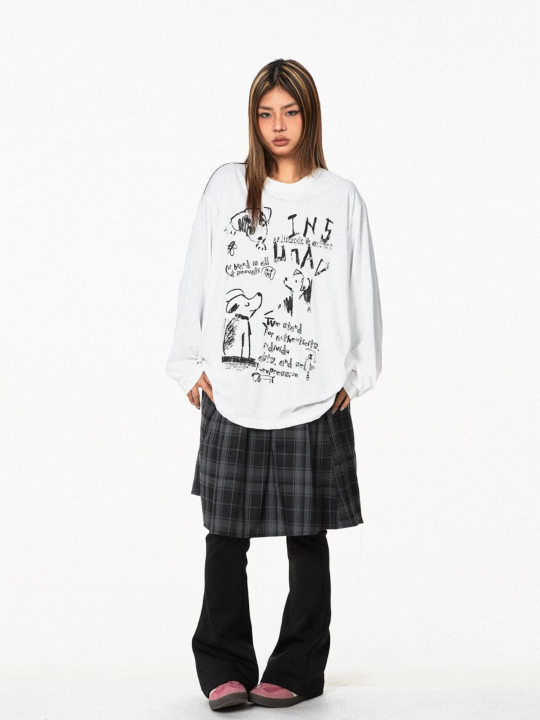 Graffiti Print Long Sleeve Turtleneck Shirt