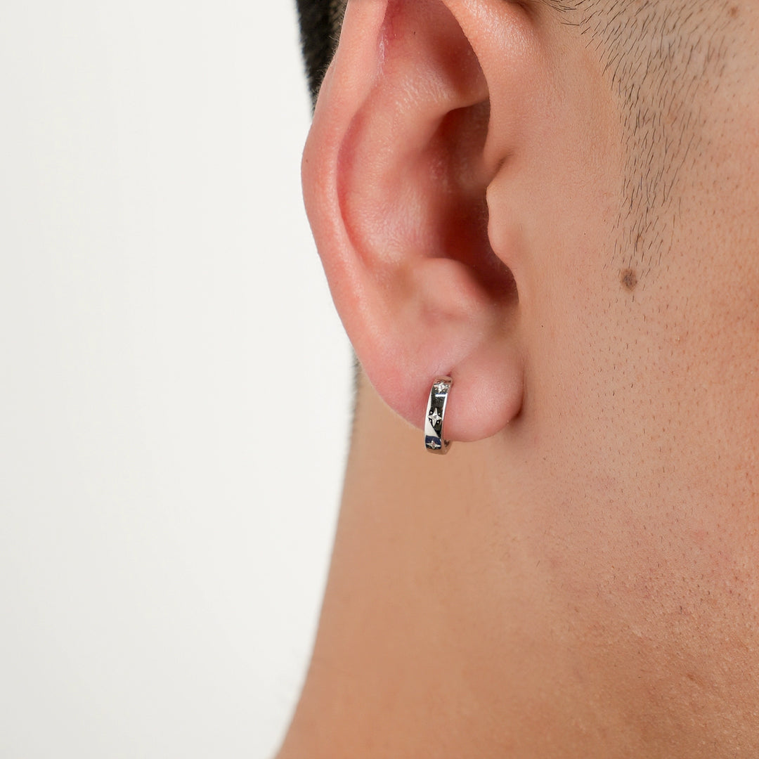 Sterling Silver Star Hoop Earrings