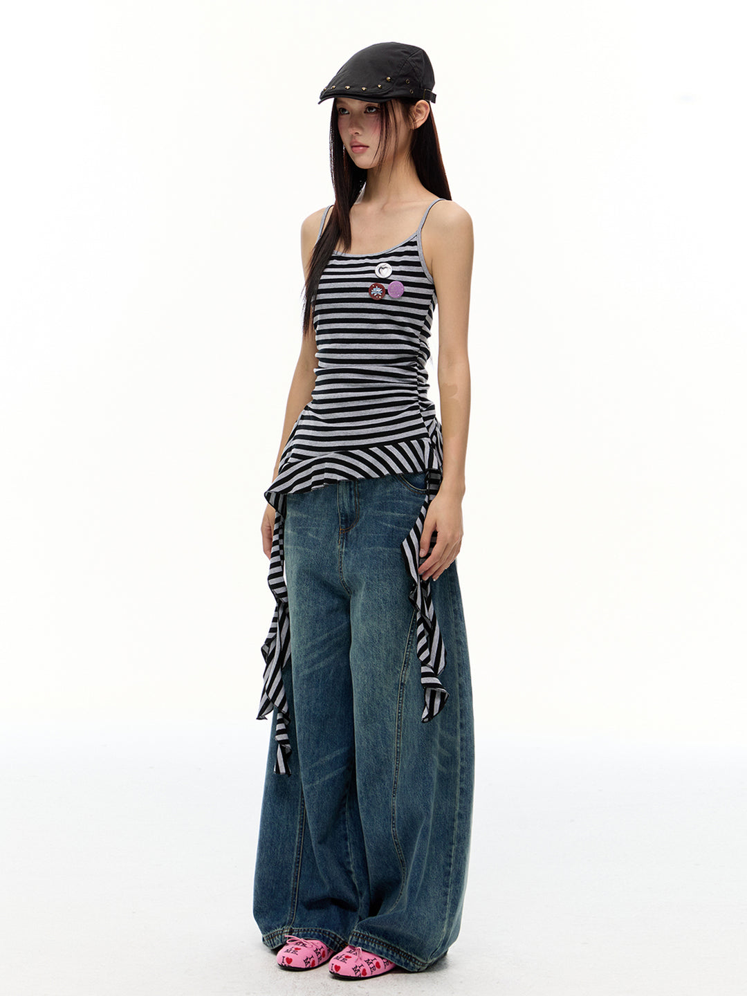 Weite Retro-Jeanshose 