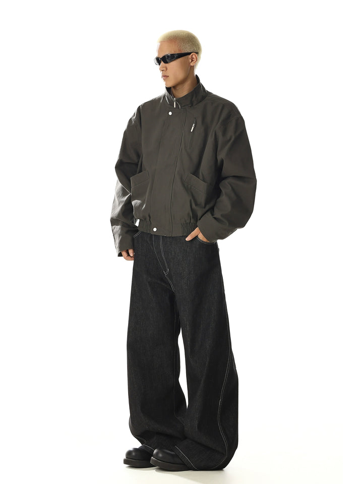 Stehkragen Retro Flugjacke 
