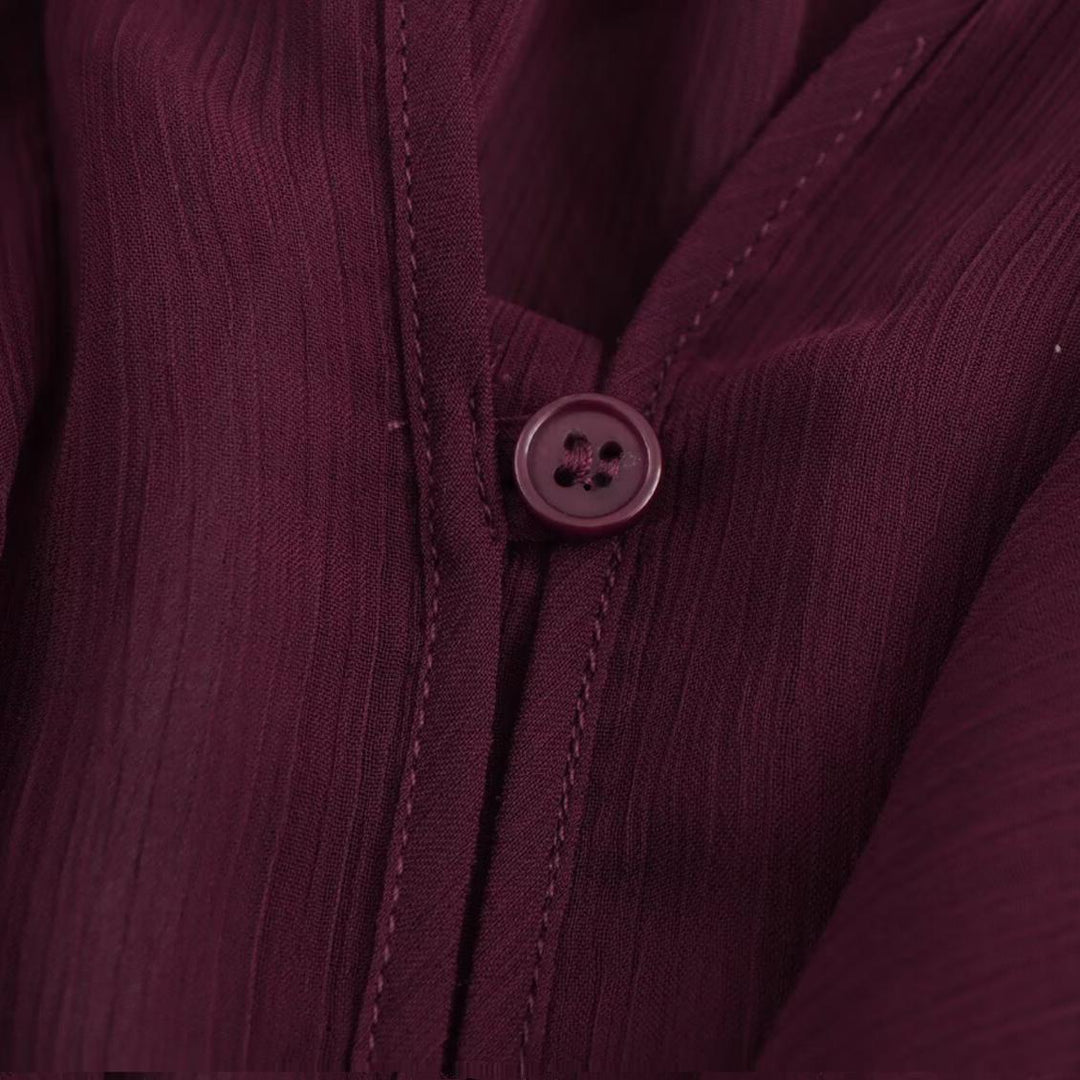 Camisa de Renda com Decote em V e Mangas Longas 