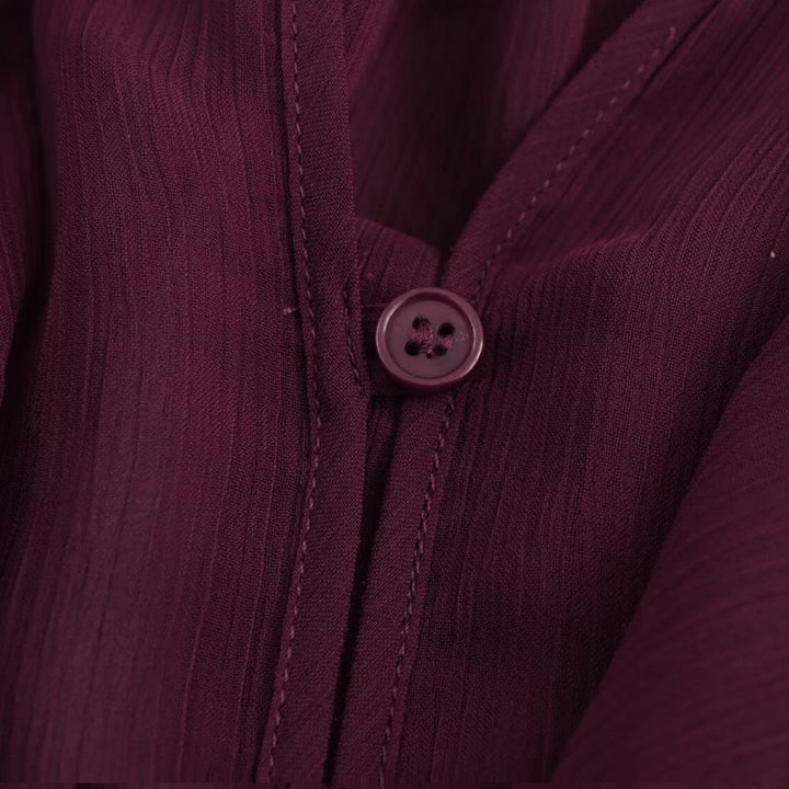 Camisa de Renda com Decote em V e Mangas Longas 