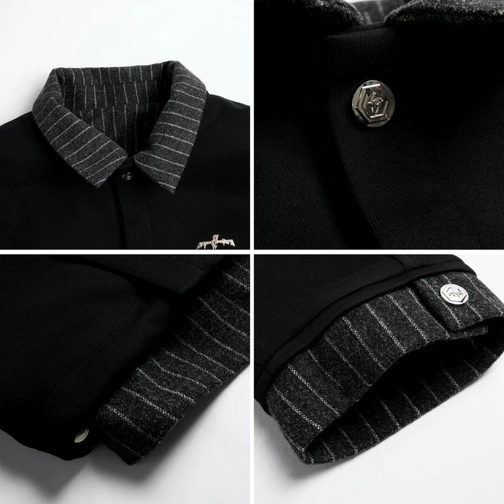 Faux Two-Piece Striped Sweater Jacket