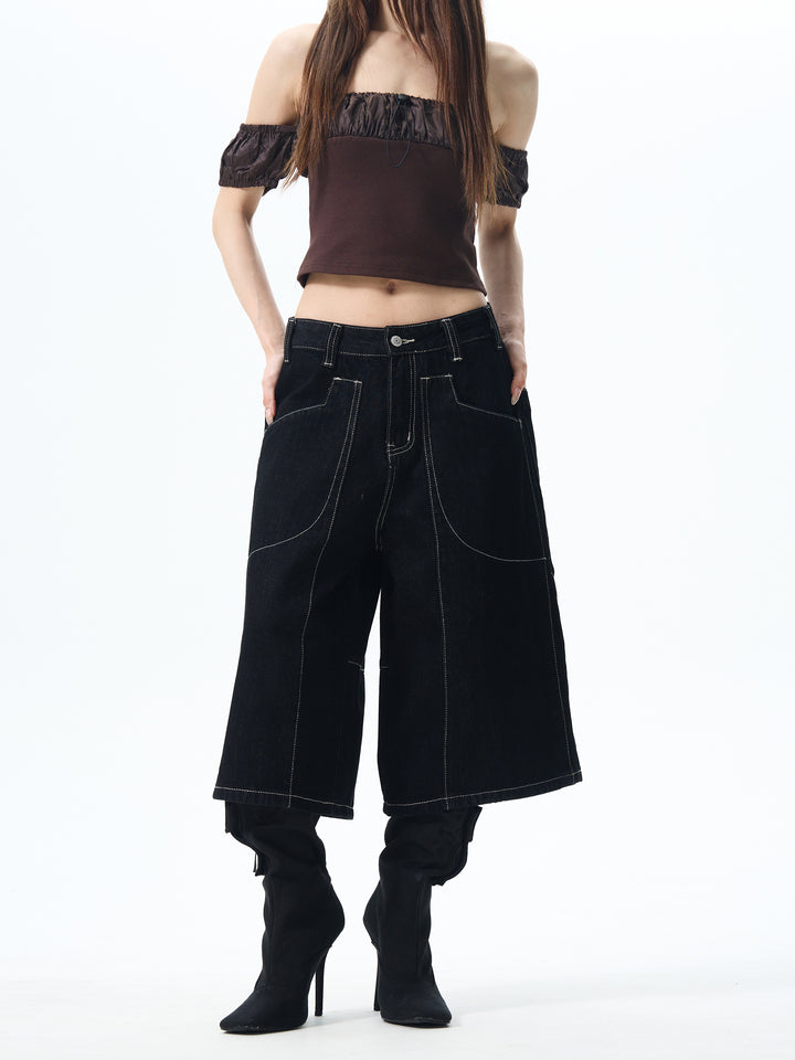Loose Cropped Denim Pants