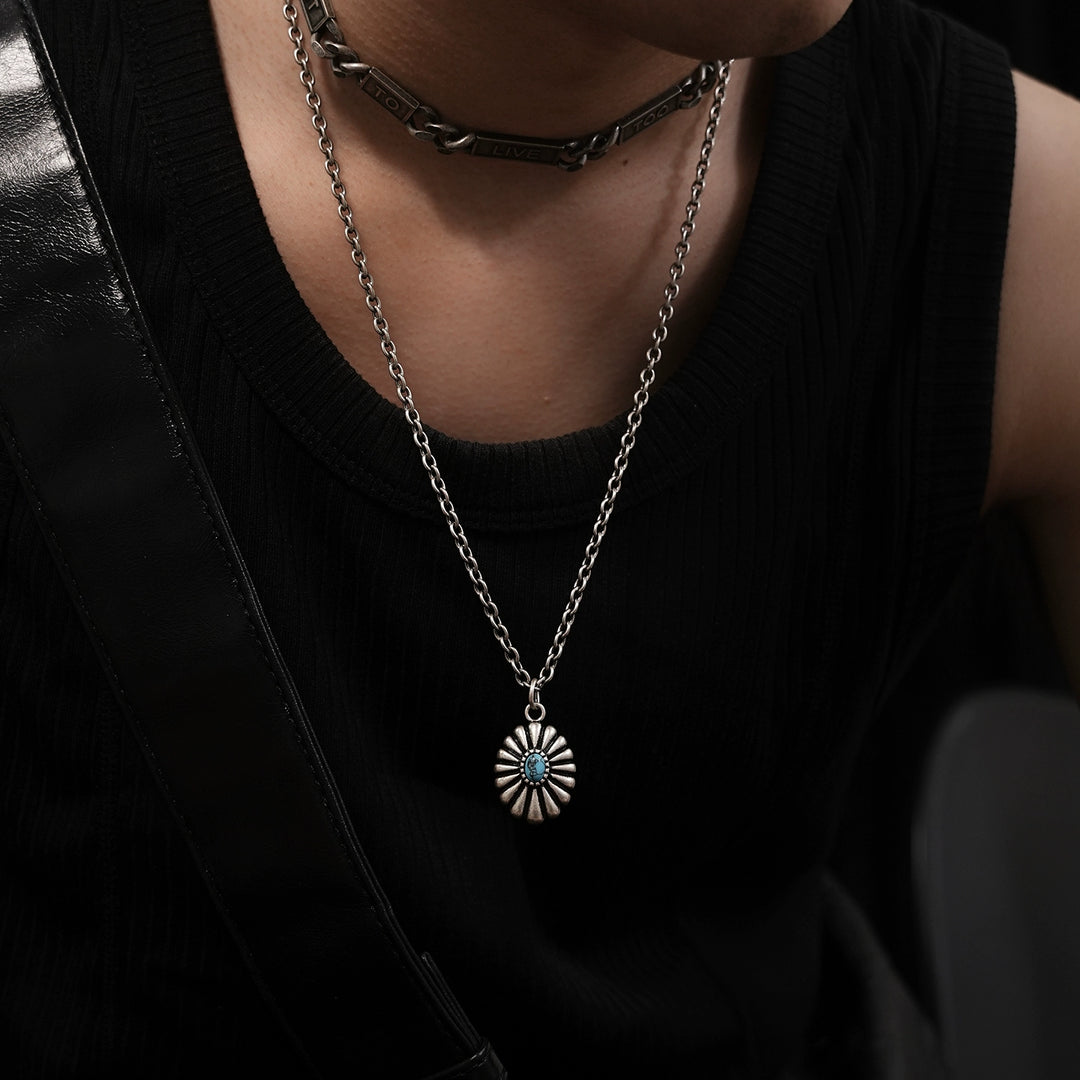 Sunflower Turquoise Pendant Necklace