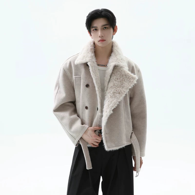 Fur Collar Double-Breasted Wool Coat